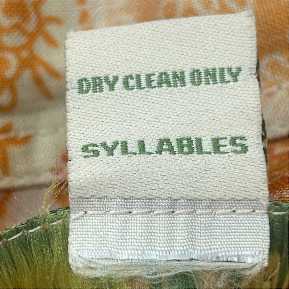 Syllables Men's Camp Shirt XL Orange & Cream Paisley Short Sleeve Button - Picture 6 of 12